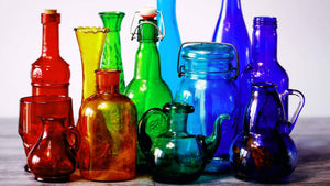 colorful glass bottles