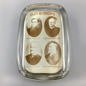 Antique Glass Paperweight with Photograph of Bishops Paperweight Antique 