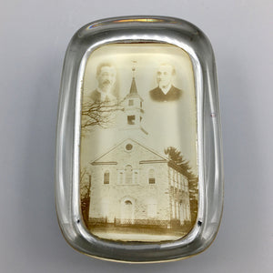 Antique Glass Paperweight with Photograph of Pennsylvanian Church Paperweight Antique 