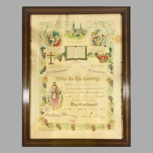 Antique Lutheran Baptism Certificate 1918 Ohio Certificate Antique 