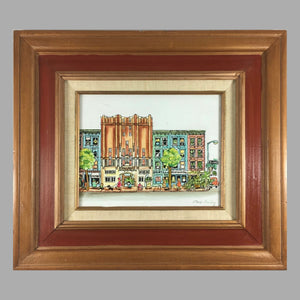 Cartoon Painting of New York Second Avenue by Max Irving Painting Vintage 