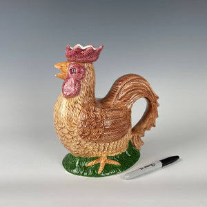 Ceramic Set of Rooster Pitcher and Pot Shaped as Eggs Basket Kitchenware Block Farm Decor 