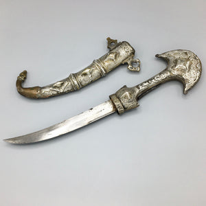 Early 19th Century Moroccan Koumiyya Dagger Mounted in Silver Dagger Antique 