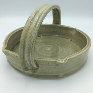 Japanese Kyoto Pottery Basket Glazed Ceramic Bowl Vintage 