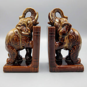 Mid Century Elephant Bookends Glazed Ceramic Bookend Vintage 