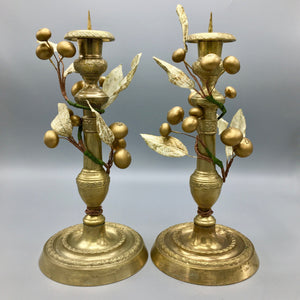 Pair of Antique French Brass Candleholders 19th Century Candlestick Antique 