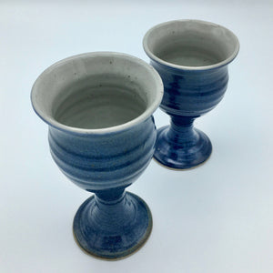 Pair of George Scatchard Blue Stoneware Goblets Goblet Vintage 