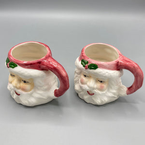 Pair of Vintage Christmas Holiday Mugs With Santa Claus Mug Vintage 