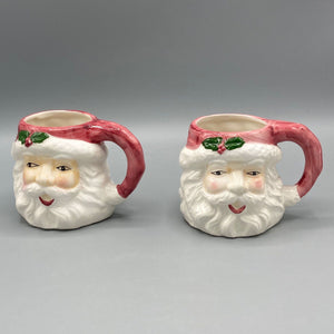 Pair of Vintage Christmas Holiday Mugs With Santa Claus Mug Vintage 