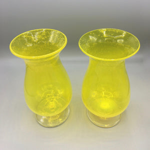 Pair of Vintage Yellow Art Glass Vases Vase Vintage 