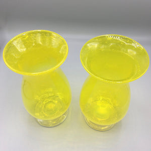 Pair of Vintage Yellow Art Glass Vases Vase Vintage 
