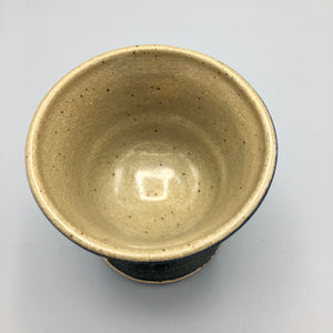Pig Pen Blue Stoneware Pottery Cup Goblet Goblet Vintage 