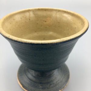 Pig Pen Blue Stoneware Pottery Cup Goblet Goblet Vintage 