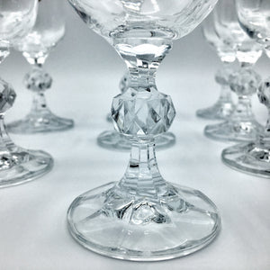 Set of 10 Bohemian Crystal Liquor Glasses with Ball Stems Barware Vintage 