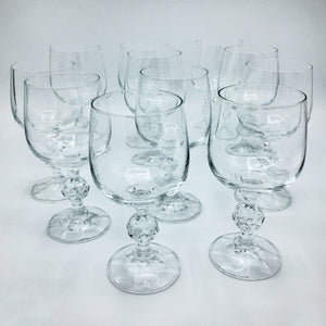 Set of 10 Bohemian Crystal Wine Glasses with Ball Stems Barware Vintage 