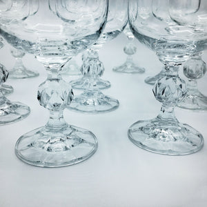 Set of 10 Bohemian Crystal Wine Glasses with Ball Stems Barware Vintage 