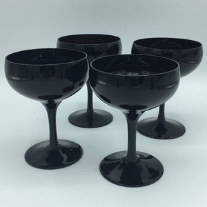 Set of 4 Vintage Fostoria Biscayne Black Onyx Glasses Barware Vintage 