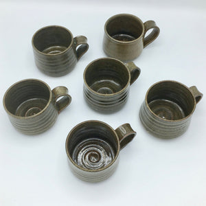 Set of 6 Teruo Hara Tea Bowls Japanese Glazed Ceramic Cup Vintage 