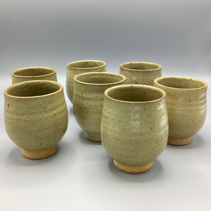 Set of 7 Teruo Hara Tea Bowls Japanese Glazed Ceramic Cup Vintage 