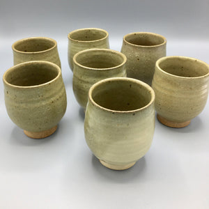 Set of 7 Teruo Hara Tea Bowls Japanese Glazed Ceramic Cup Vintage 