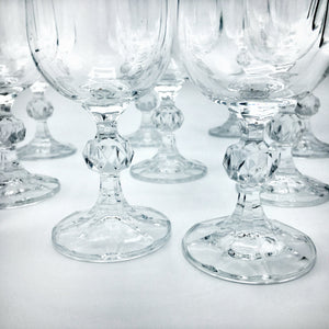Set of 8 Bohemian Crystal Champagne Flutes with Ball Stems Barware Vintage 