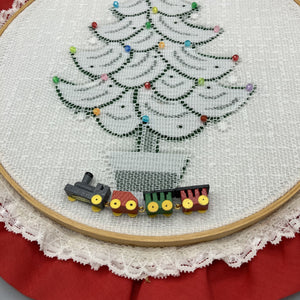 Vintage German Christmas Embroidery and Lace Decor Decor Handmade 