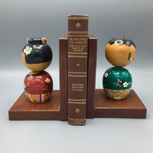 Vintage Japanese Bookends Wooden Kokeshi Bookend Vintage 