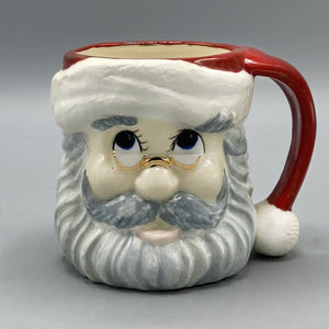 Vintage Santa Holiday Mug Glazed Ceramic Mug Handmade 