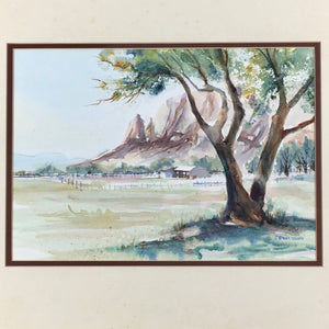 Watercolor Painting of Mountain Landscape by Charlotte Baklanoff Painting Vintage 