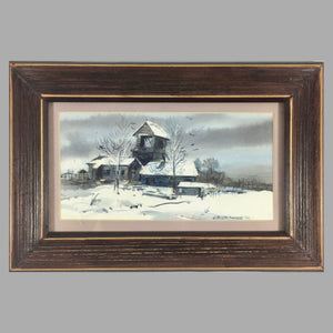 Watercolor Painting 'Winter in Gordonsville' by C. Booth Farcus Painting Vintage 