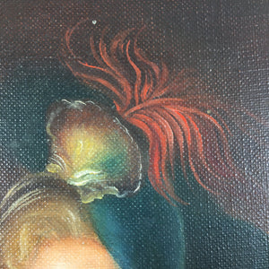 19th Century Victorian Portrait Painting of Young Lady Painting Antique 