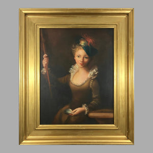 19th Century Victorian Portrait Painting of Young Lady Painting Antique 