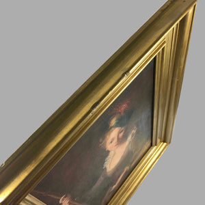 19th Century Victorian Portrait Painting of Young Lady Painting Antique 