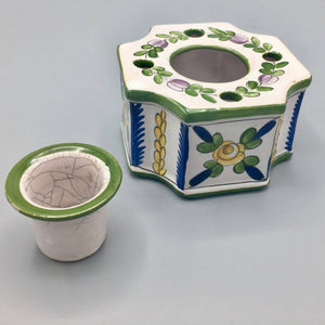 Antique French Faience Porcelain Inkwell Aladin Paris Inkwell Antique 
