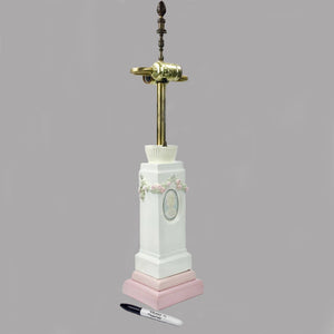 Antique French Lamp White and Pink Ceramic with Cameo Lamp Vintage 