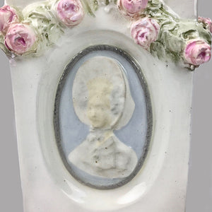 Antique French Lamp White and Pink Ceramic with Cameo Lamp Vintage 