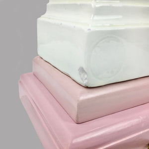 Antique French Lamp White and Pink Ceramic with Cameo Lamp Vintage 