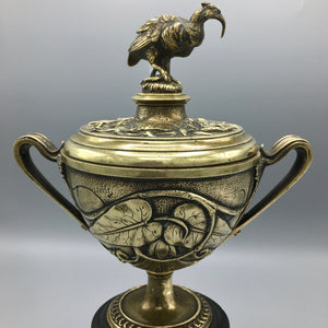 Antique Lidded Urn Garniture with Bird Figure Urn Antique 