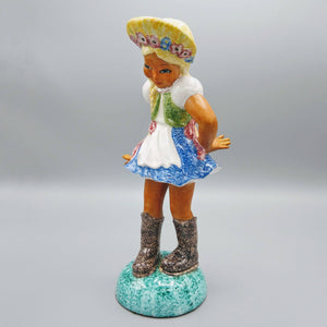 Italian Majolica Girl and Boy Glazed Ceramic Figurines Figurine Vintage 