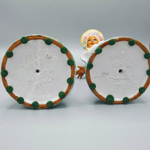 Italian Majolica Girl and Boy Glazed Ceramic Figurines Figurine Vintage 