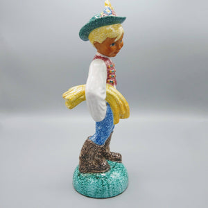 Italian Majolica Girl and Boy Glazed Ceramic Figurines Figurine Vintage 