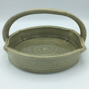 Japanese Kyoto Pottery Basket Glazed Ceramic Bowl Vintage 