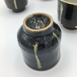 Japanese Kyoto Pottery Set of 5 Chawan Tea Bowls Cup Vintage 