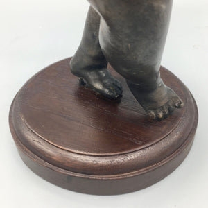 Large Antique Bronze Cherub with Arrow and Candleholder Statue Antique 