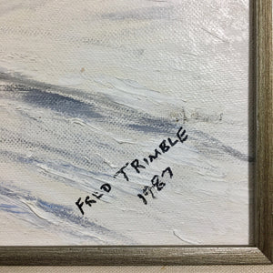 Large Painting of Winter Scene by Fred Trimble 1987 Painting Vintage 
