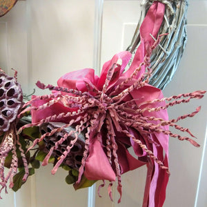 Large Vintage Holiday Art Wreath Purple Bow Wreath Handmade 