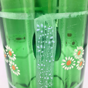 Mid Century Hand Blown Green Glass Pitcher Jug Vintage 