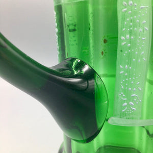 Mid Century Hand Blown Green Glass Pitcher Jug Vintage 