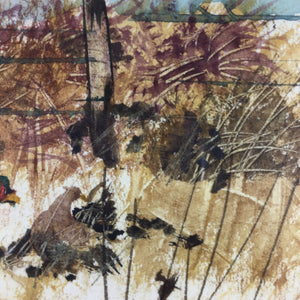 Miniature Gouache Painting of Pheasant Birds Signed Painting Vintage 