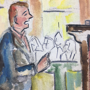 Original Painting of a Court Scene by Sturim Painting Vintage 